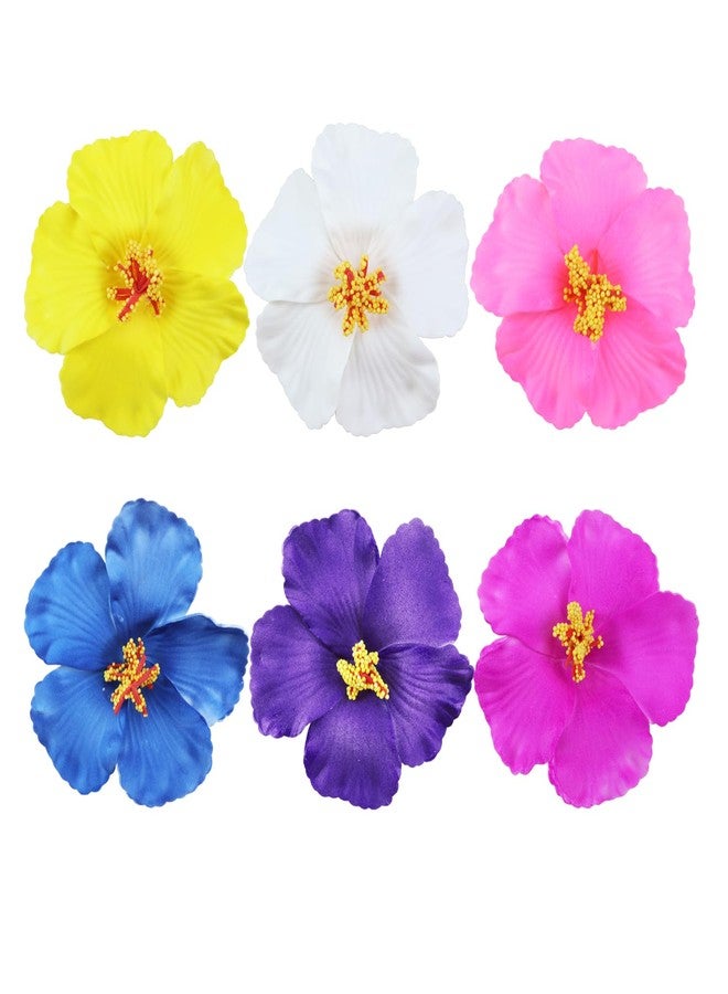 Aacehlh 6pcs Hawaiian Flower Hair Clips,3.94 Inch Plumeria Hair Clips Hibiscus Hair Barrettes for Hawaii Tropical Party Decorations, Luau Party Supplies favors, Bridal Wedding - Image 1